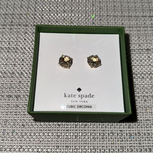 kate spade Boxed Clear Gold Tone Round Cubic Zirconia Stud Earrings - Picture 12 of 12